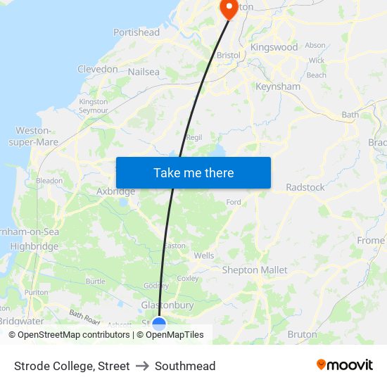 Strode College, Street to Southmead map