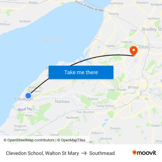 Clevedon School, Walton St Mary to Southmead map