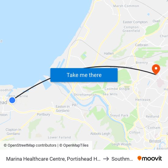 Marina Healthcare Centre, Portishead Harbour to Southmead map