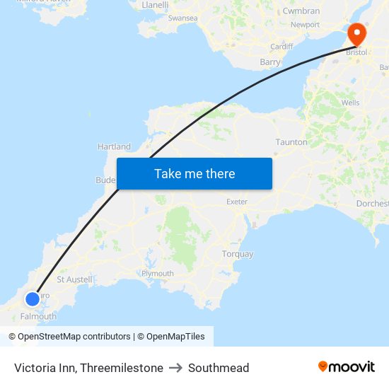 Victoria Inn, Threemilestone to Southmead map