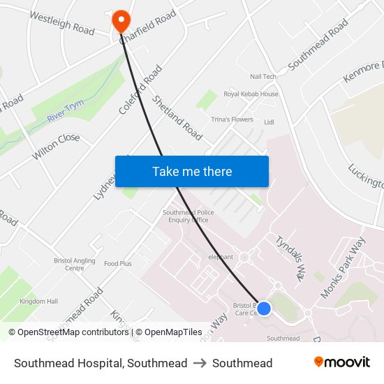 Southmead Hospital, Southmead to Southmead map