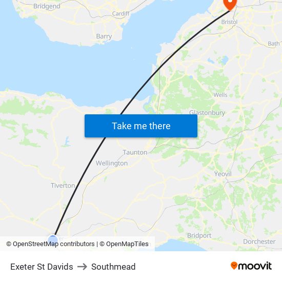 Exeter St Davids to Southmead map