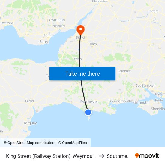 King Street (Railway Station), Weymouth to Southmead map