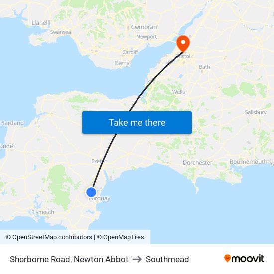 Sherborne Road, Newton Abbot to Southmead map