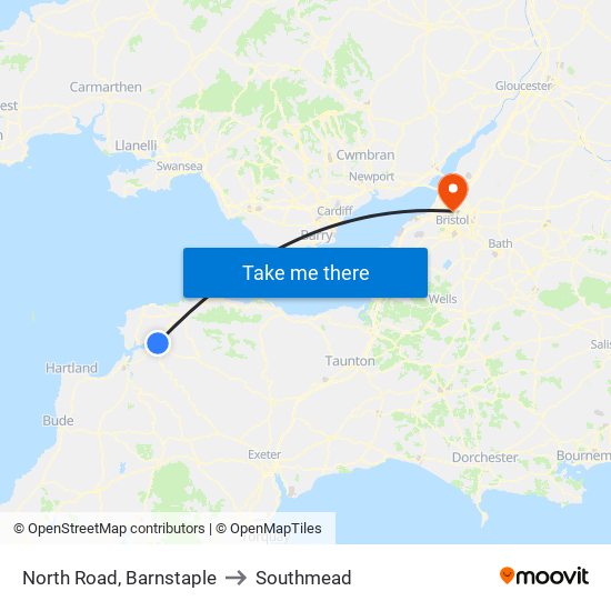 North Road, Barnstaple to Southmead map