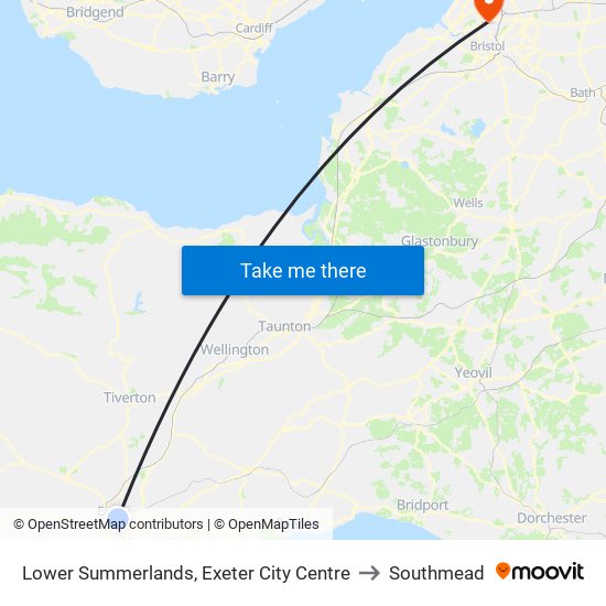 Lower Summerlands, Exeter City Centre to Southmead map