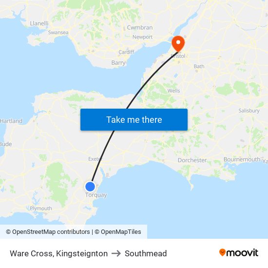 Ware Cross, Kingsteignton to Southmead map
