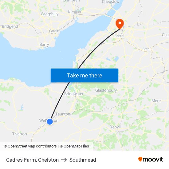 Cades Farm, Chelston to Southmead map