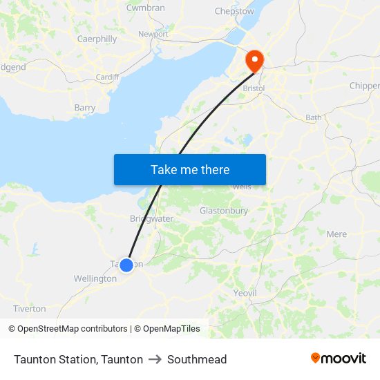 Taunton Station, Taunton to Southmead map