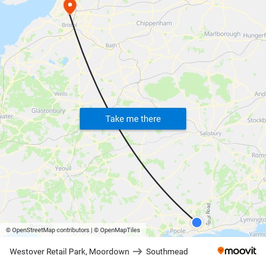 Westover Retail Park, Moordown to Southmead map