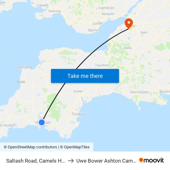 Saltash Road, Camels Head to Uwe Bower Ashton Campus map