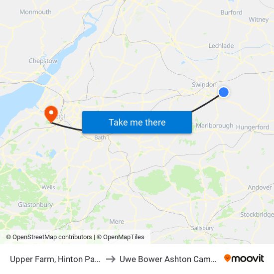 Upper Farm, Hinton Parva to Uwe Bower Ashton Campus map