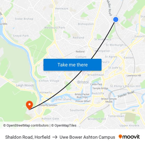Shaldon Road, Horfield to Uwe Bower Ashton Campus map