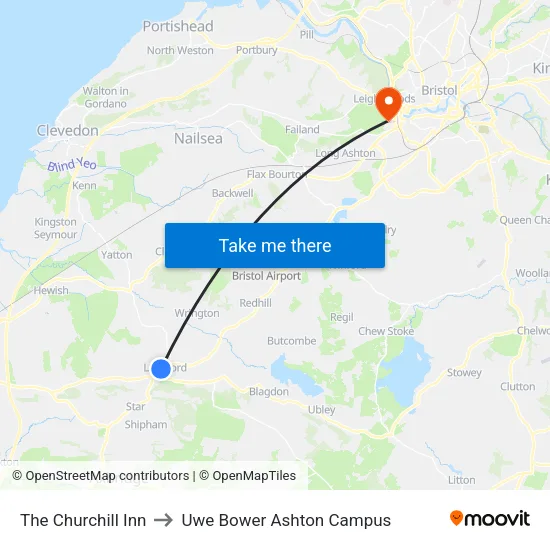 The Churchill Inn to Uwe Bower Ashton Campus map