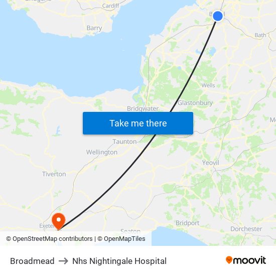 Broadmead to Nhs Nightingale Hospital map