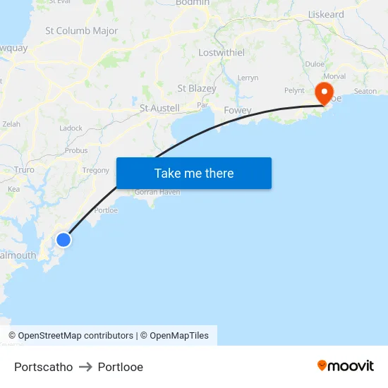 Portscatho to Portlooe map