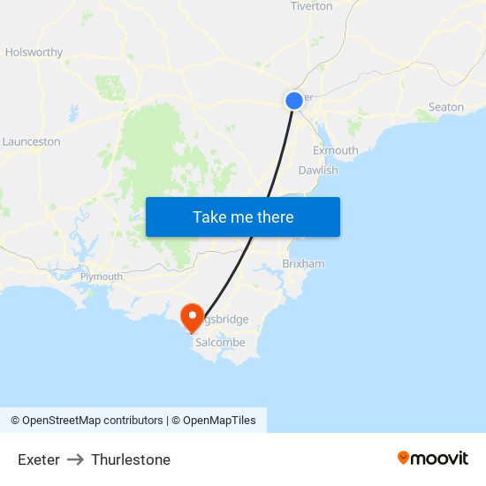 Exeter to Thurlestone map