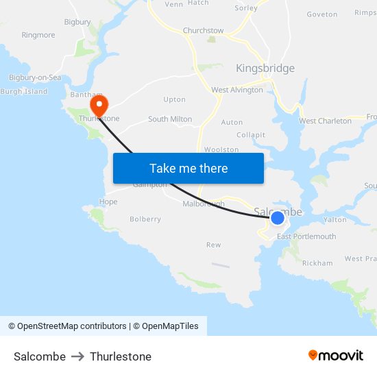 Salcombe to Thurlestone map