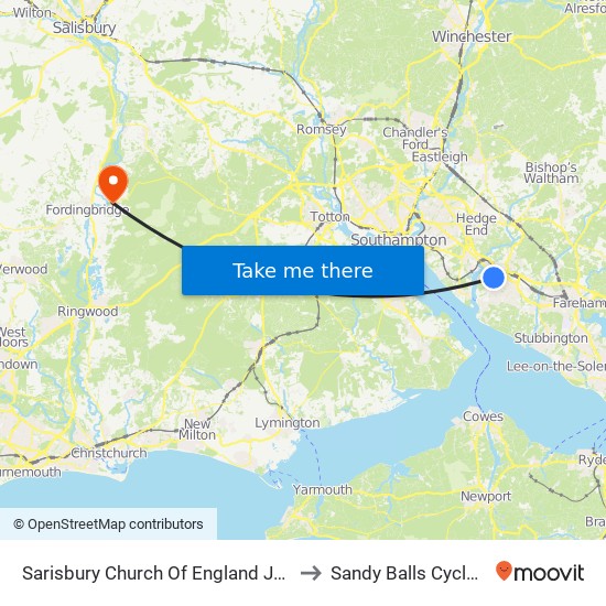 Sarisbury Church Of England Junior School to Sandy Balls Cycle Centre map