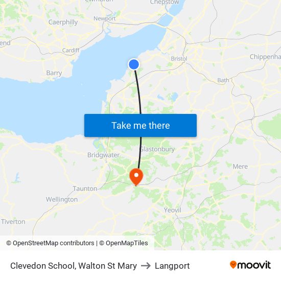 Clevedon School, Walton St Mary to Langport map