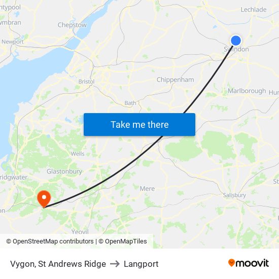 Vygon, St Andrews Ridge to Langport map