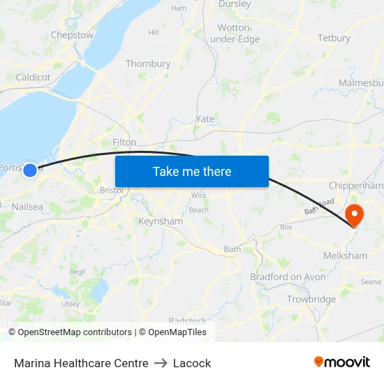 Marina Healthcare Centre to Lacock map