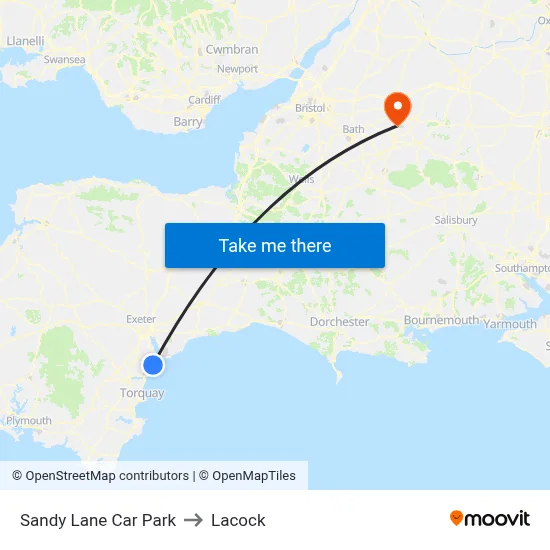 Sandy Lane Car Park to Lacock map