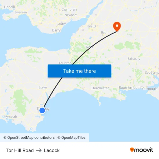 Tor Hill Road to Lacock map