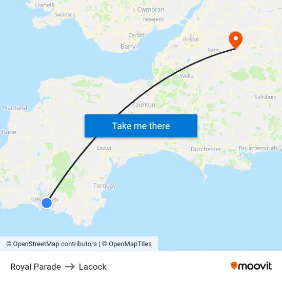 Royal Parade to Lacock map