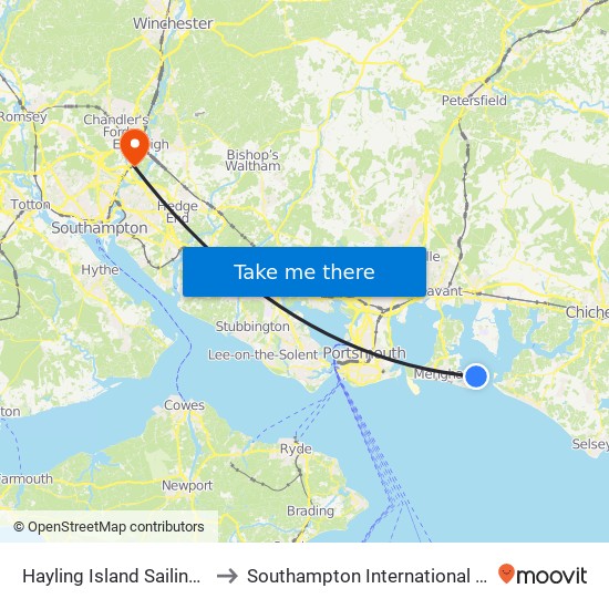 Hayling Island Sailing Club to Southampton International Airport map