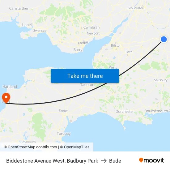 Biddestone Avenue West, Badbury Park to Bude map