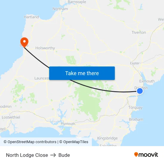 North Lodge Close to Bude map