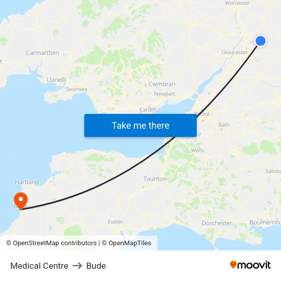 Medical Centre to Bude map