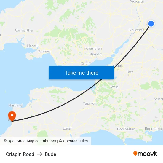 Crispin Road to Bude map