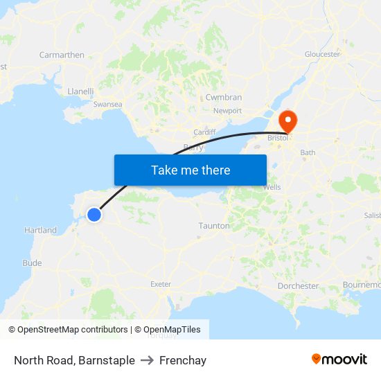 North Road, Barnstaple to Frenchay map