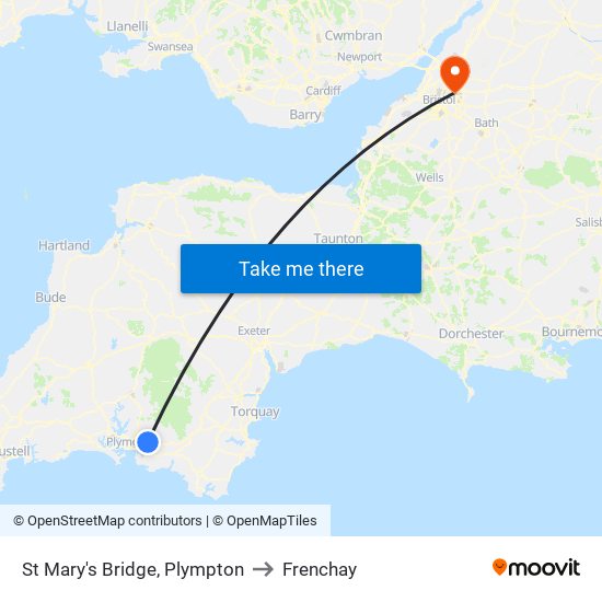 St Mary's Bridge, Plympton to Frenchay map
