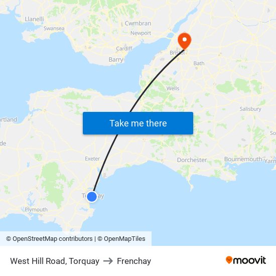 West Hill Road, Torquay to Frenchay map