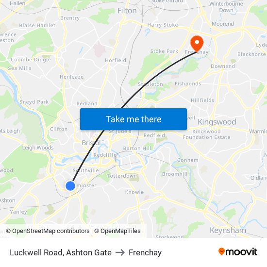 Luckwell Road, Ashton Gate to Frenchay map