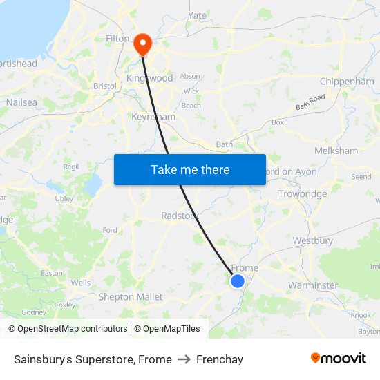 Sainsbury's Superstore, Frome to Frenchay map