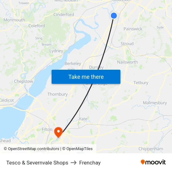 Tesco & Severnvale Shops to Frenchay map