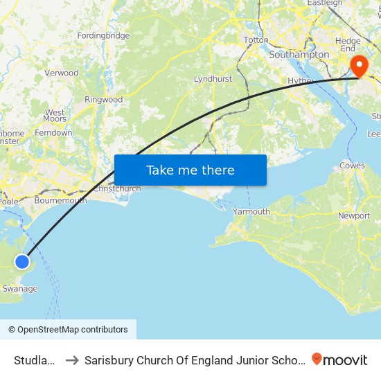Studland to Sarisbury Church Of England Junior School map