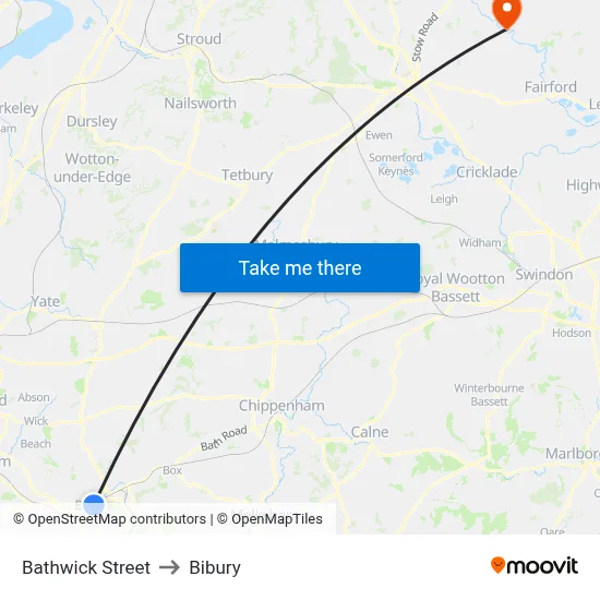 Bathwick Street to Bibury map