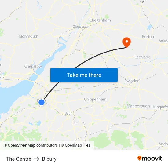The Centre to Bibury map