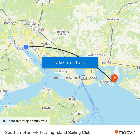 Southampton to Hayling Island Sailing Club map