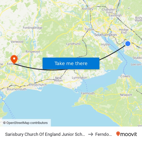 Sarisbury Church Of England Junior School to Ferndown map