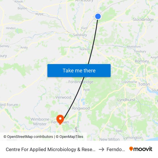 Centre For Applied Microbiology & Research to Ferndown map