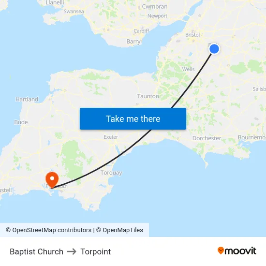 Baptist Church to Torpoint map
