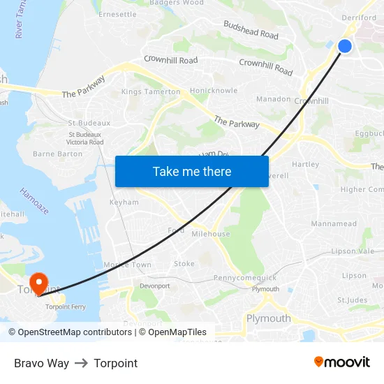 Bravo Way to Torpoint map