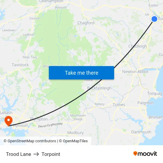 Trood Lane to Torpoint map