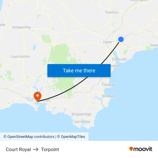 Court Royal to Torpoint map